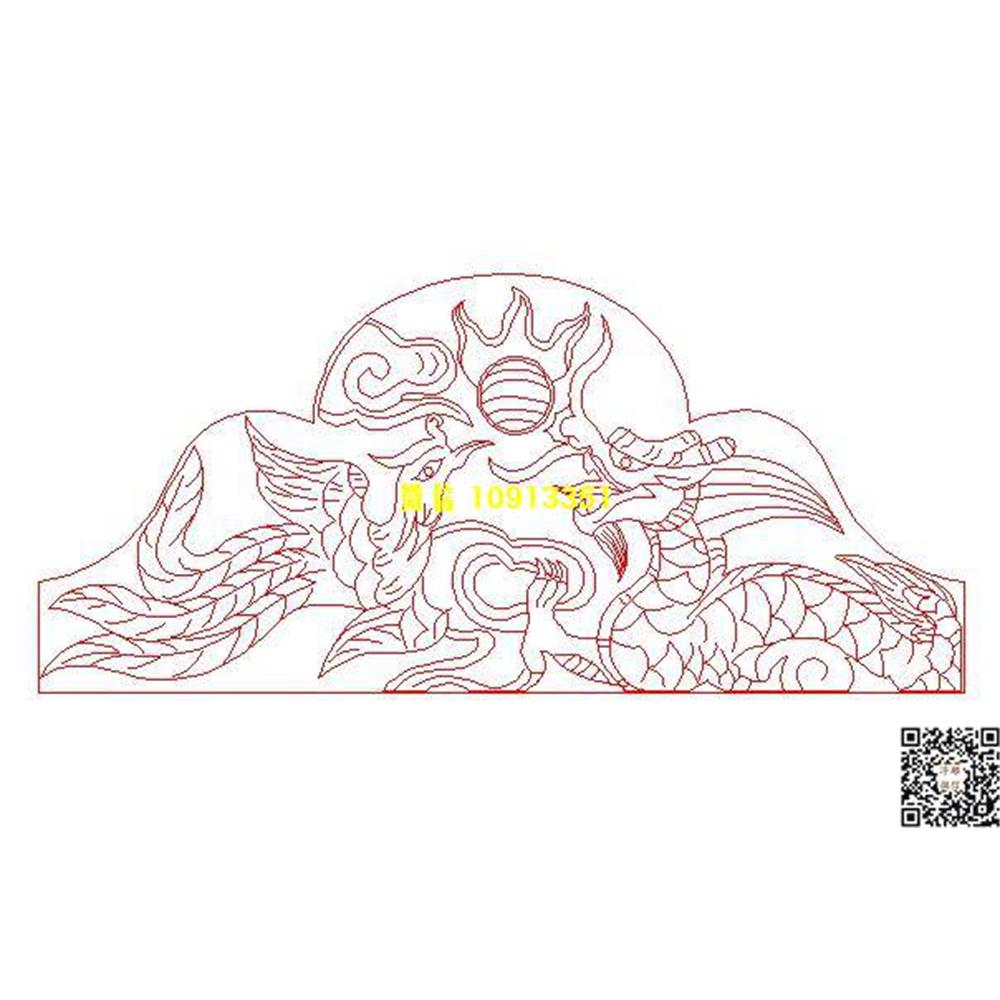 精雕图61墓碑龙凤碑头线雕图线条图单线铣底图_电脑雕刻plt文泰矢量图精雕图浮雕图